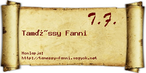 Tamássy Fanni névjegykártya