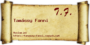 Tamássy Fanni névjegykártya