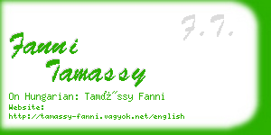 fanni tamassy business card